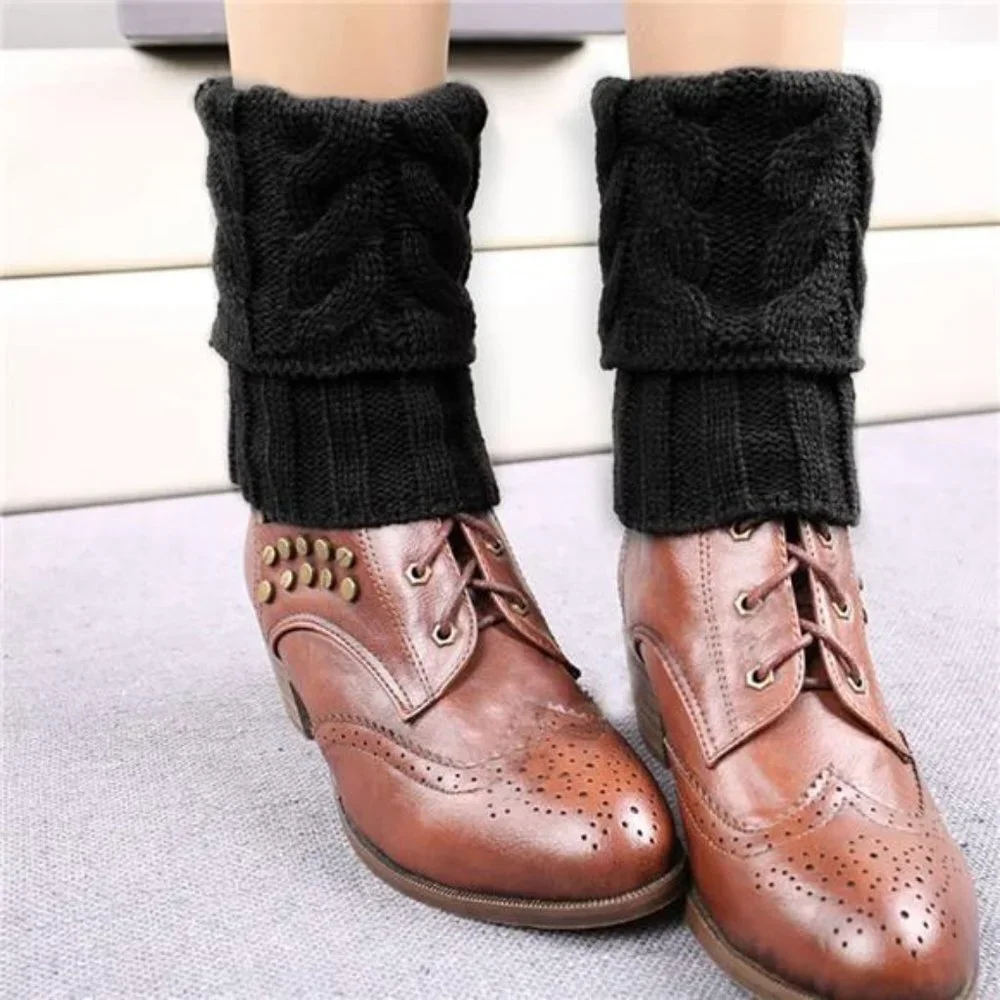 2 Pairs Women's Boot Cuffs Winter Short Cable Knit Leg Warmers Boot Socks Gifts